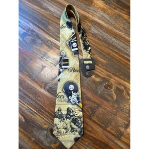 NFL Team Apparel Pittsburgh Steelers Silk Tie Gold Black Classic Design 2819 NWT